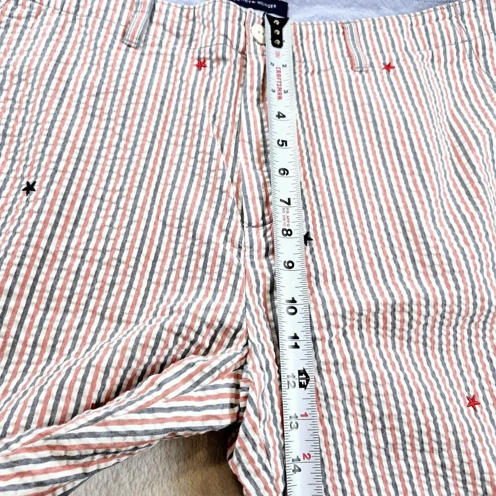Tommy Hilfiger Red White Blue Stars & Stripes Seersucker Cotton Shorts Men's 36